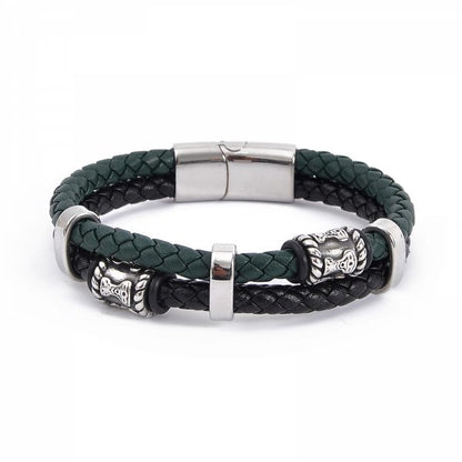 Mjölner Bracelett Leather black / green