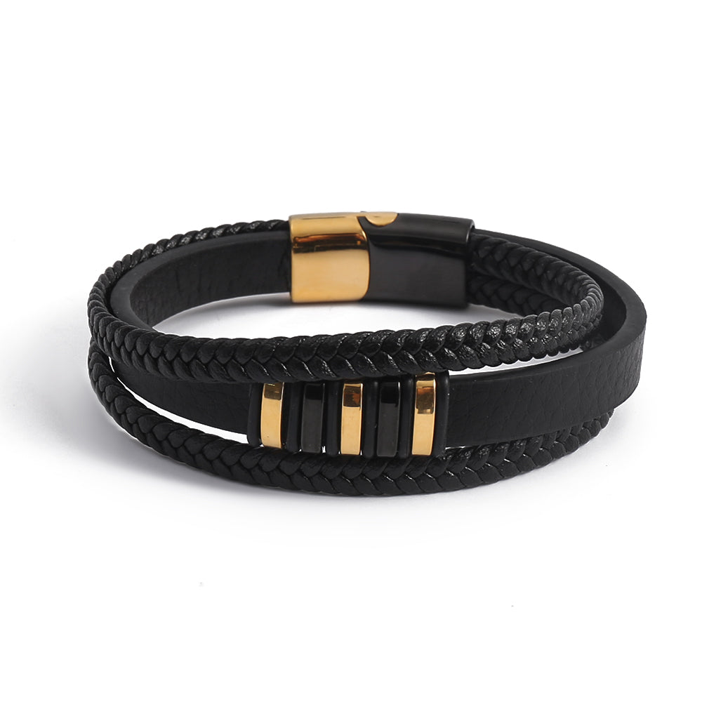 Armband Bergen-triple Svart–Guld