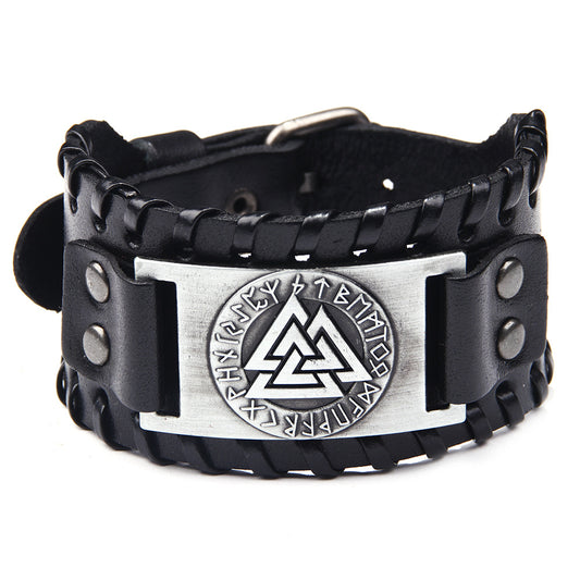Armband Valknut Premiumäder Svart