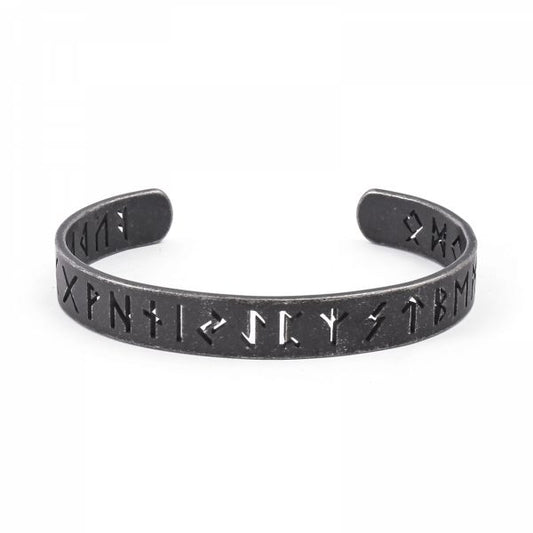 Antique Bangle "Runes of the North" Svart