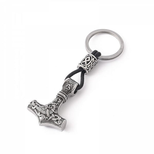 Nyckelring - "Mjölner Asgard Knot" Silver
