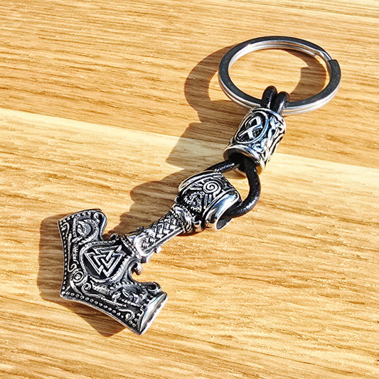 Nyckelring "Mjölner Valknut" – Silver Edition