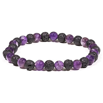 Armband Lavastein und Amethyst - 60mm