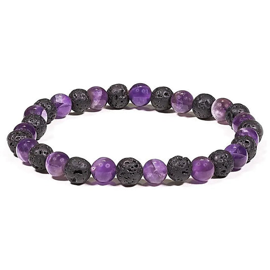 Armband Lavastein und Amethyst - 60mm