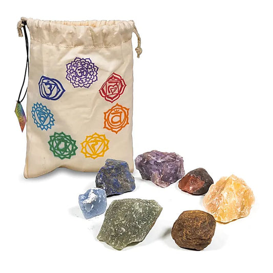 7 Chakra-Steine ​​mit Baumwollbeutel