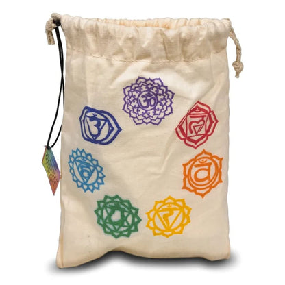 7 Chakra-Steine ​​mit Baumwollbeutel