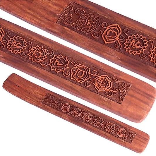 Räucherstäbchenhalter „7 Chakren“ – Akazienholz