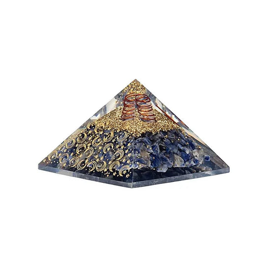 Orgonitpyramide Sodalith mit Mond- und Sterne