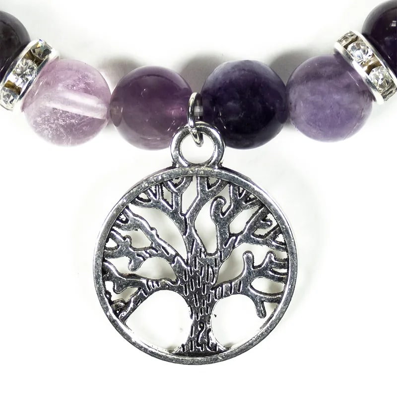 Armband „Fluorit &amp; Amethyst mit Lebensbaum“