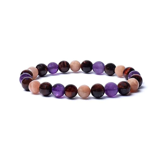 Armband „Tigerauge, Sonnenstein &amp; Amethyst“
