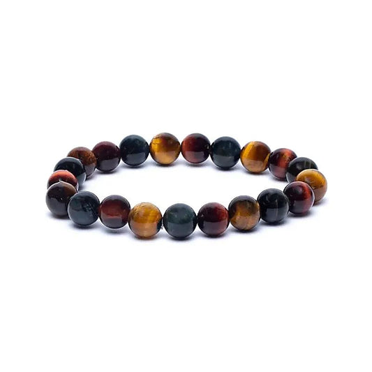 Armband "Trippel Tigerauge" (rot/orange/blau)