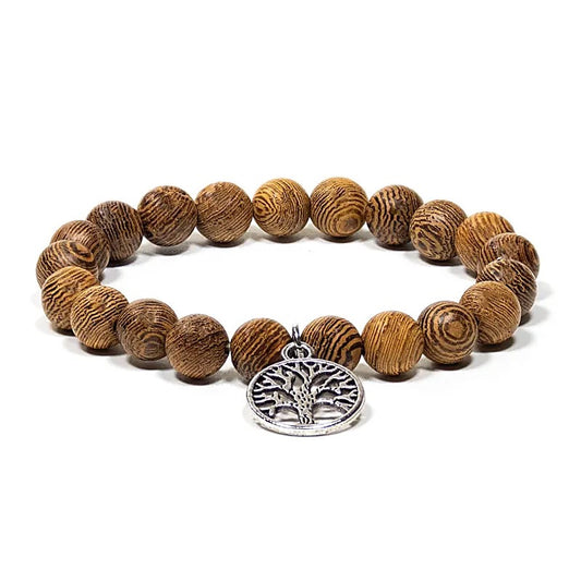 Mala/Armband aus Wengeholz mit Lebensbaum, 8mm