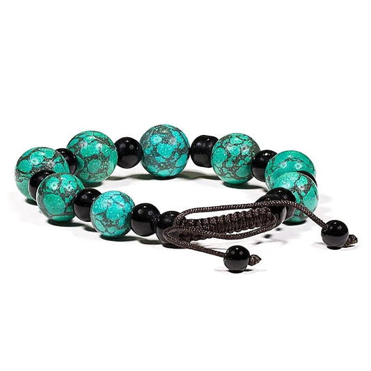 Armband Türkis und schwarzer Achat verstellbar
