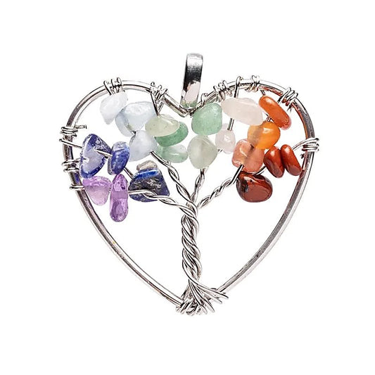 Edelsteinanhänger "Chakra-Lebensbaum" Herz
