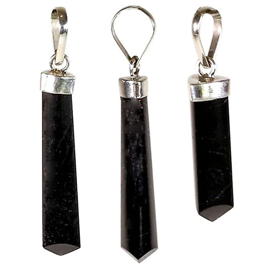 Edelsteinpendant Schwarzer Turmalin, 925 Sterling Silber 