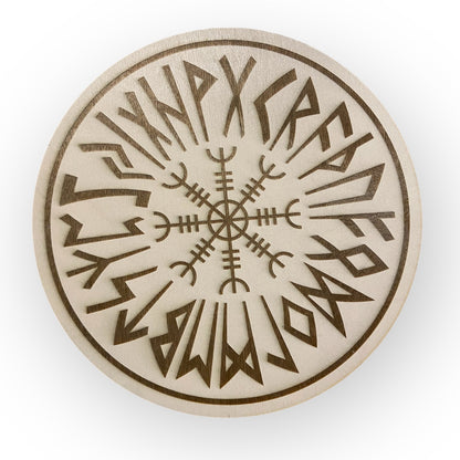 Wanddekoration – Wikingerschild mit Runen & Wikingerkompass 🛡️✨ – Typ 1, Vers. 2