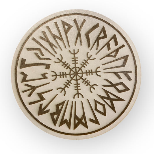Wanddekoration – Wikingerschild mit Runen & Wikingerkompass 🛡️✨ – Typ 1, Vers. 2