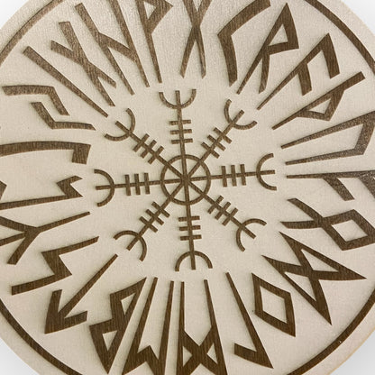 Wanddekoration – Wikingerschild mit Runen & Wikingerkompass 🛡️✨ – Typ 1, Vers. 2