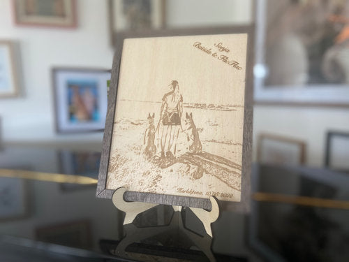 Personalisiertes Bild auf Sperrholz mit Rahmen