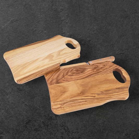 Schneidebrett aus FSC-zertifiziertem Eschenholz mit herzförmigem Griff – 26 x 16 x 1,5 cm
