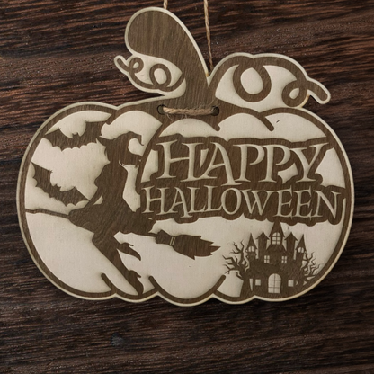 Dekoschild - „Kürbis-Fröhliches Halloween“