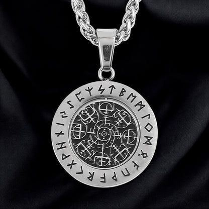 Vegvisir Polierte Halskette – 304 Edelstahl mit Runenring (2025)