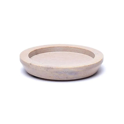 Kerzenhalter / Untersetzer aus Speckstein - Beige, rund