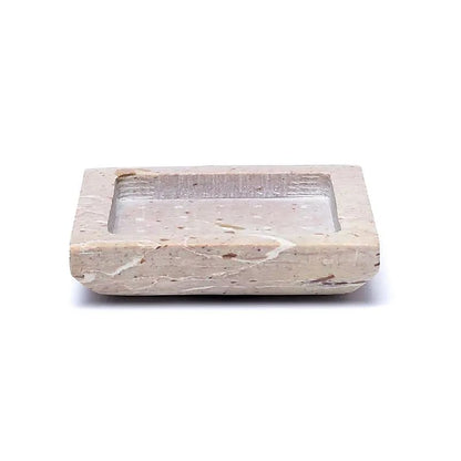 Kerzenhalter / Untersetzer aus Speckstein - Beige, Quadratisch