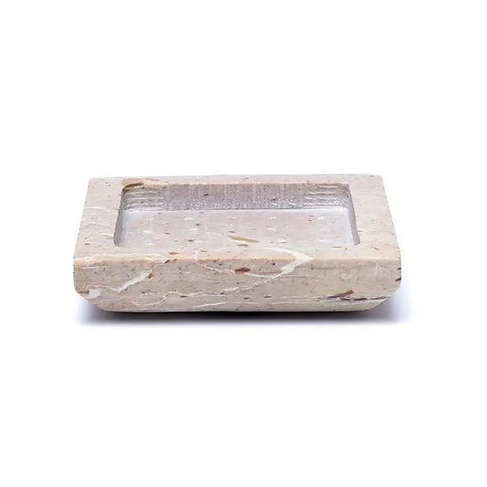 Kerzenhalter / Untersetzer aus Speckstein - Beige, Quadratisch